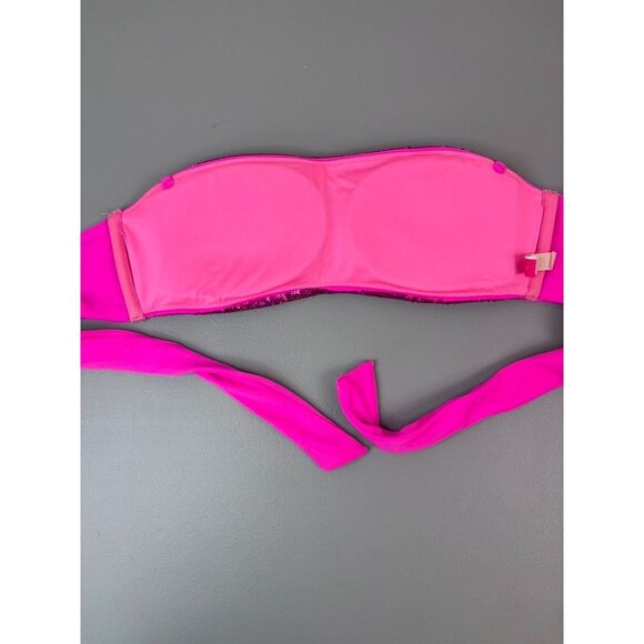 Victoria's Secret women's small hot pink sequin bandeau bikini top‎ strapless - Picture 5 of 6